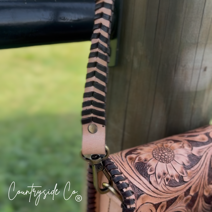 Countryside Charm Tooled Leather Clutch Purse