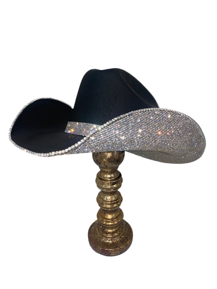 Square Shaped Black & Crystal Hat