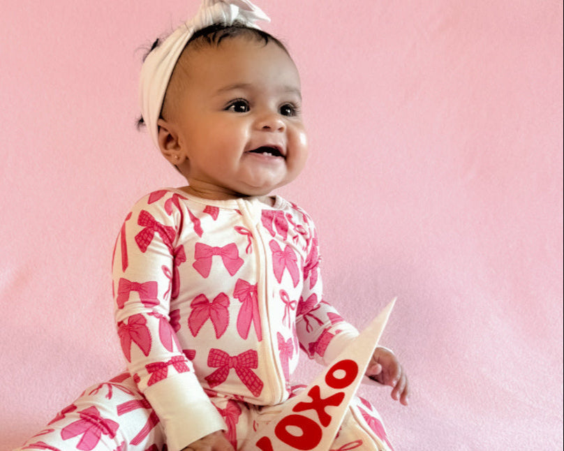 Hot Pink Bows Bamboo Zippy Boosh Baby