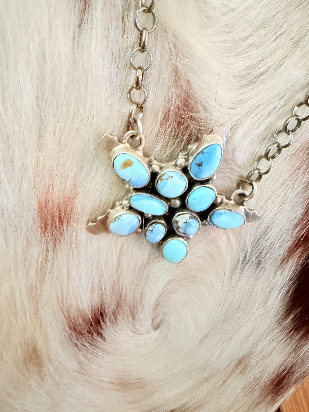 Handcrafted Golden Hills Turquoise & Sterling Silver Star Necklace by Emer Thompson Nizhoni Traders LLC
