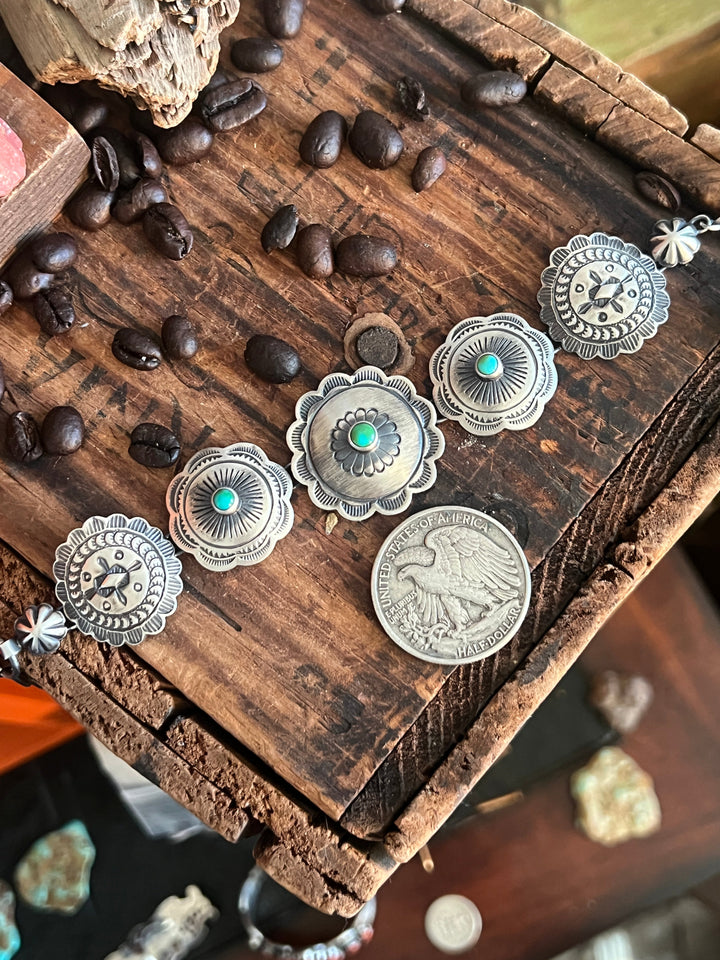 Daniel Coriz Sterling Concho Link Bracelets with Sonoran Mountain Turquoise