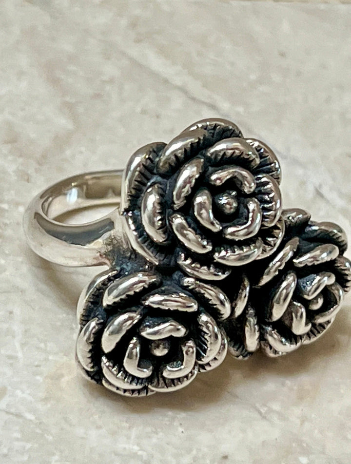 3 Roses Sterling Silver Ring