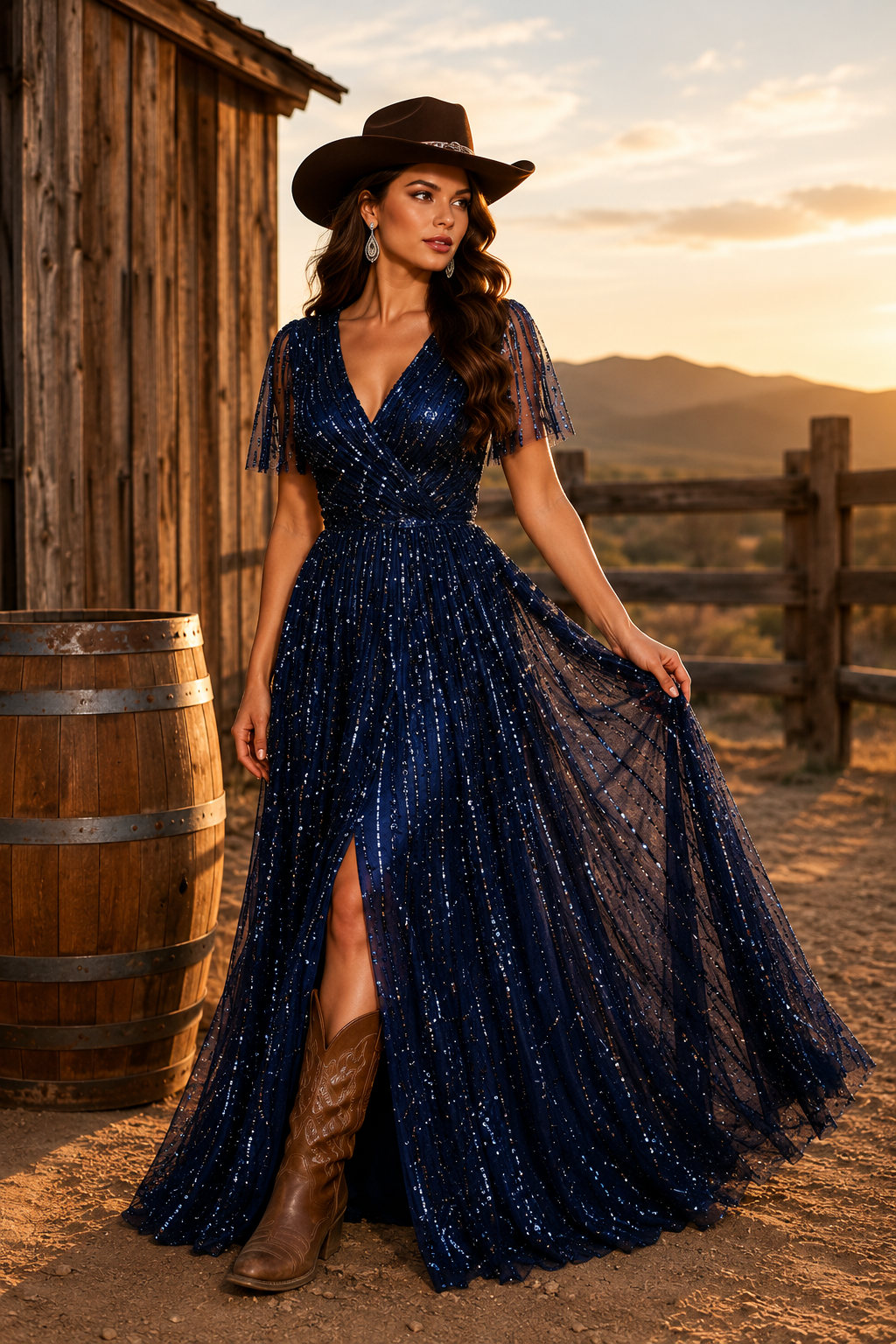 Sequin Embellished A-Line Dress Tux-USA®
