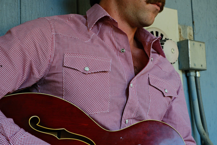 Red Check Pima Cotton Men’s Pearl Snap Shirt