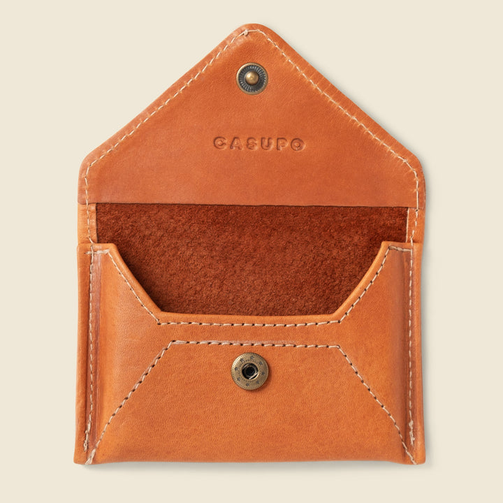 Leather Mini Envelope Wallet with RFID Protection - Natural