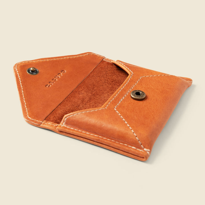 Leather Mini Envelope Wallet with RFID Protection - Natural