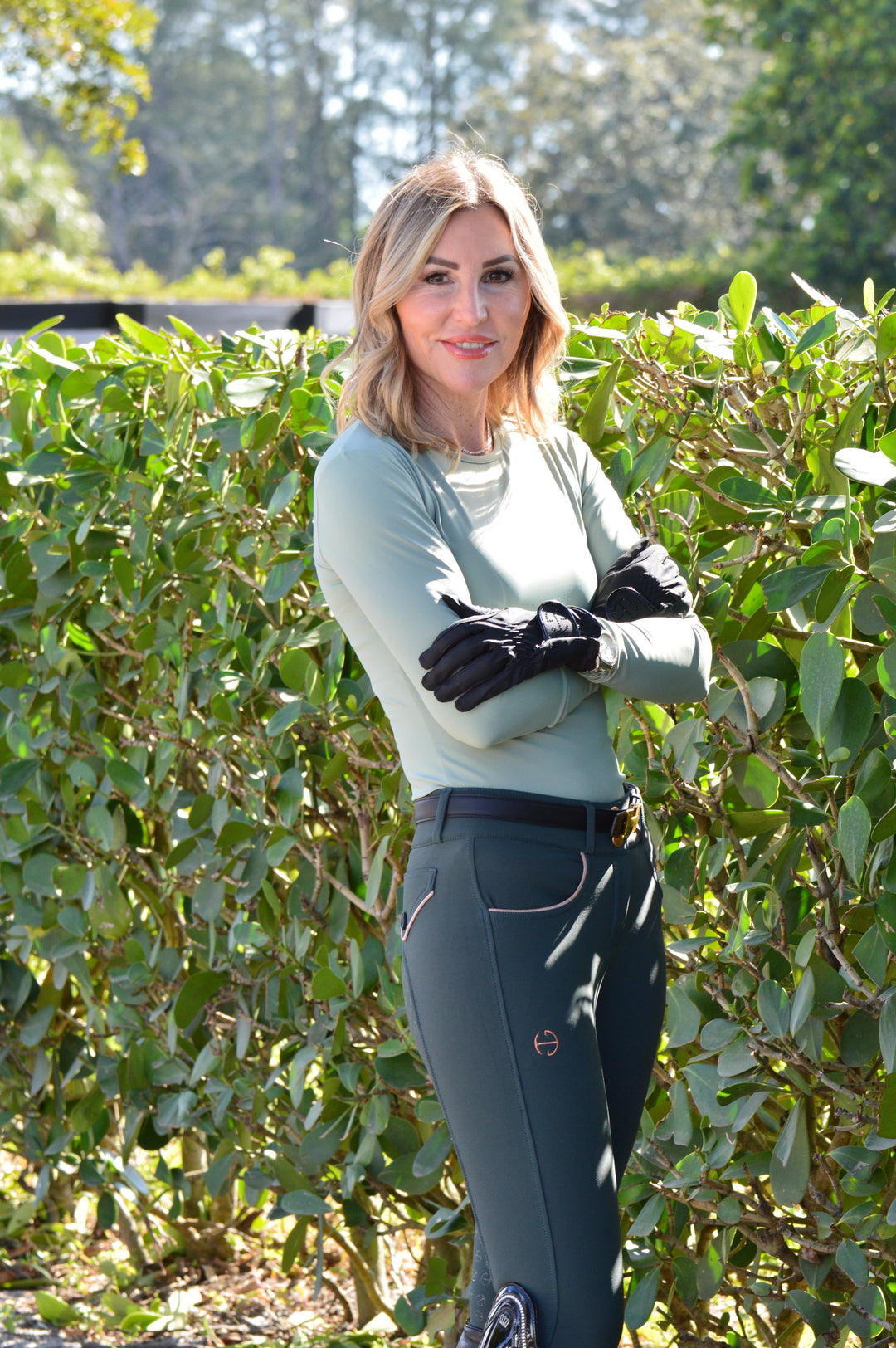 Halter Ego Evolution Full Seat Breeches - Spruce & Rose Gold