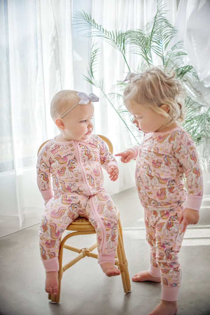 Pink Unicorn Two-Piece Bamboo Pajama Set