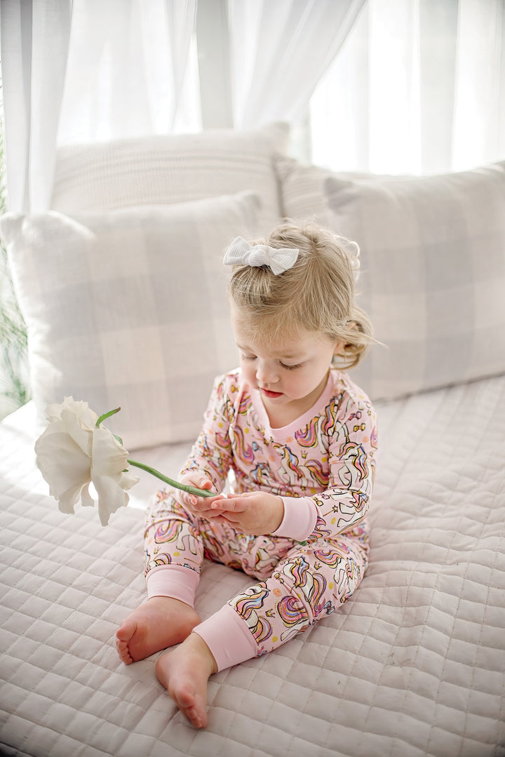 Pink Unicorn Two-Piece Bamboo Pajama Set