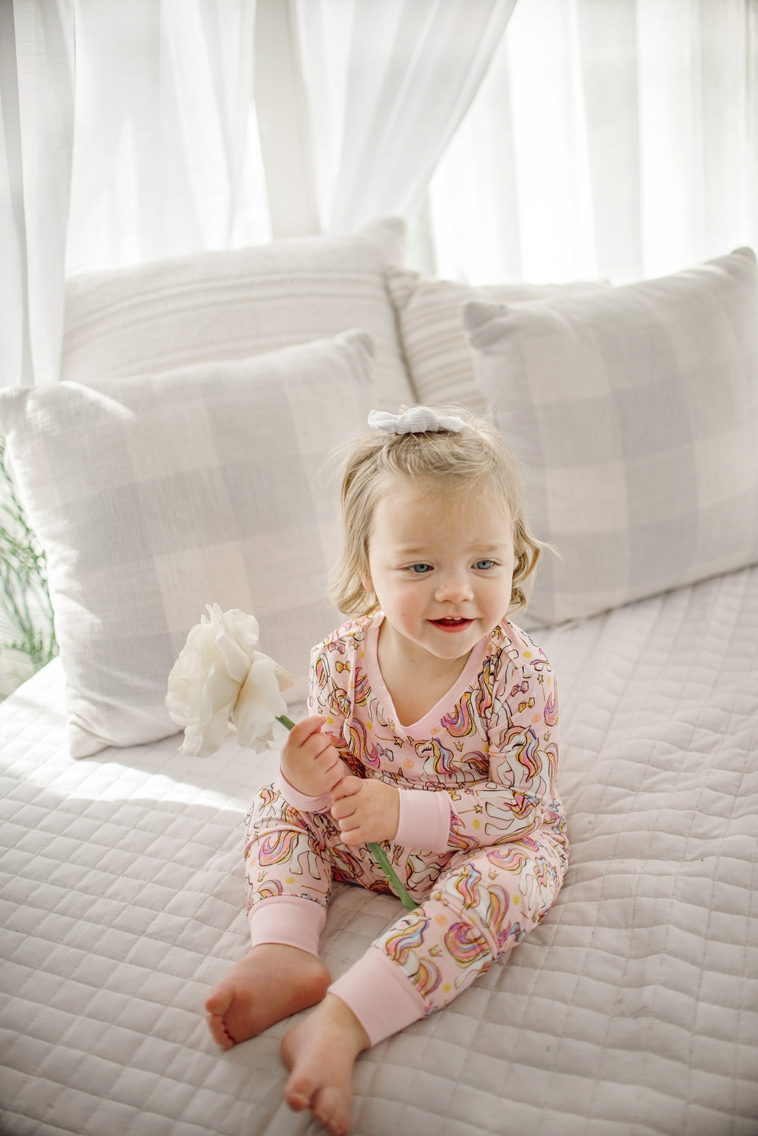 Pink Unicorn Two-Piece Bamboo Pajama Set