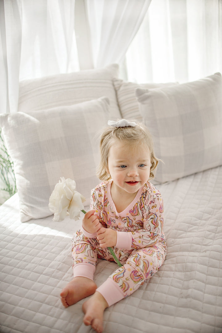 Pink Unicorn Two-Piece Bamboo Pajama Set
