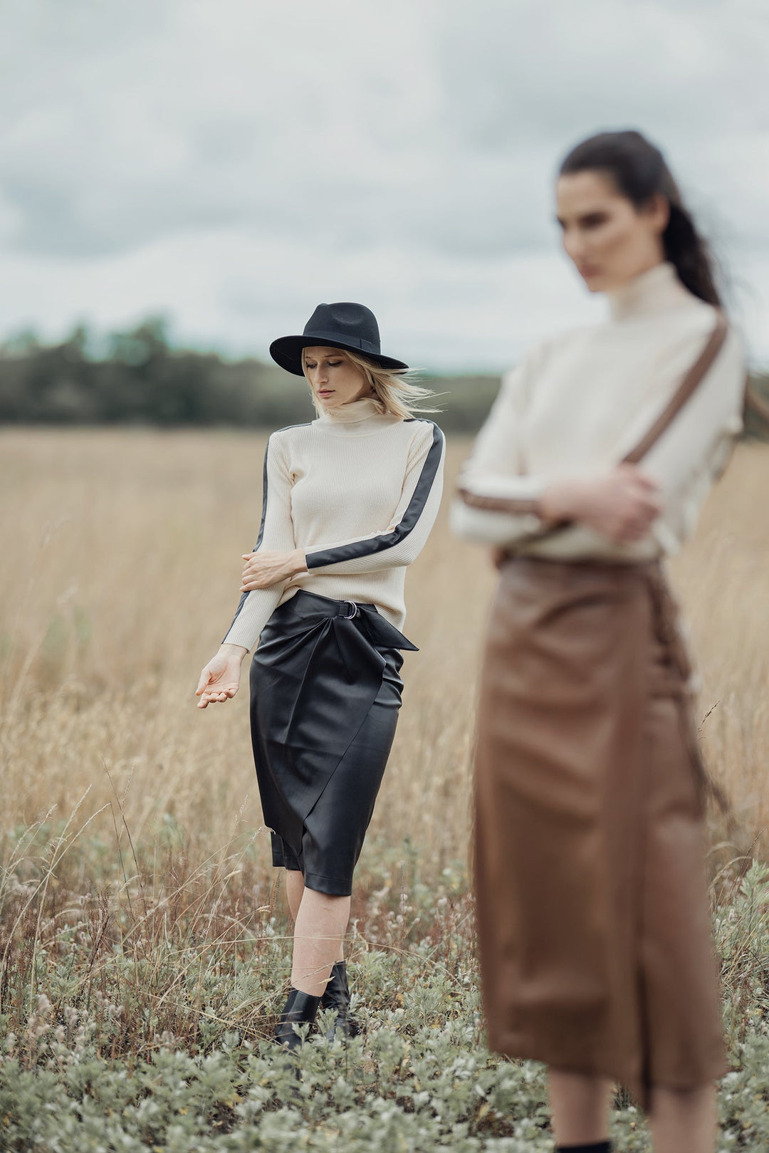 Prairie Leather Detail Turtleneck Sweater