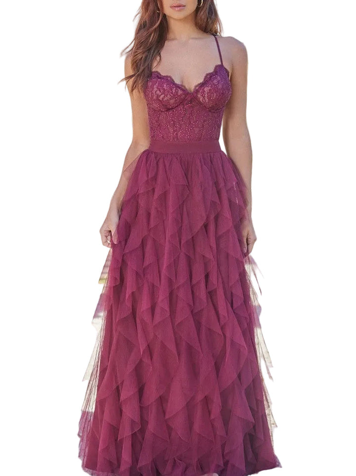 Dahlia Gown - Mulberry - Tulle & Lace Dress Lady Black Tie