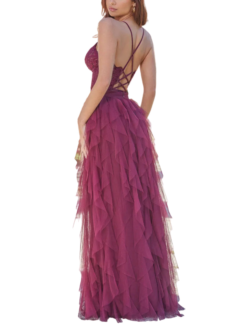 Dahlia Gown - Mulberry - Tulle & Lace Dress Lady Black Tie