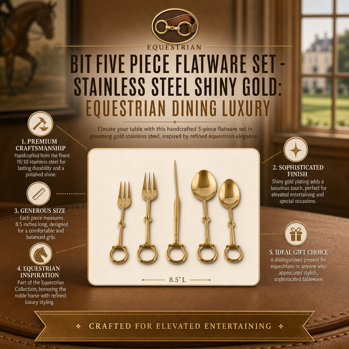 Bit  Five piece Flatware Set - Stainless Steel Shiny Gold Vagabond House