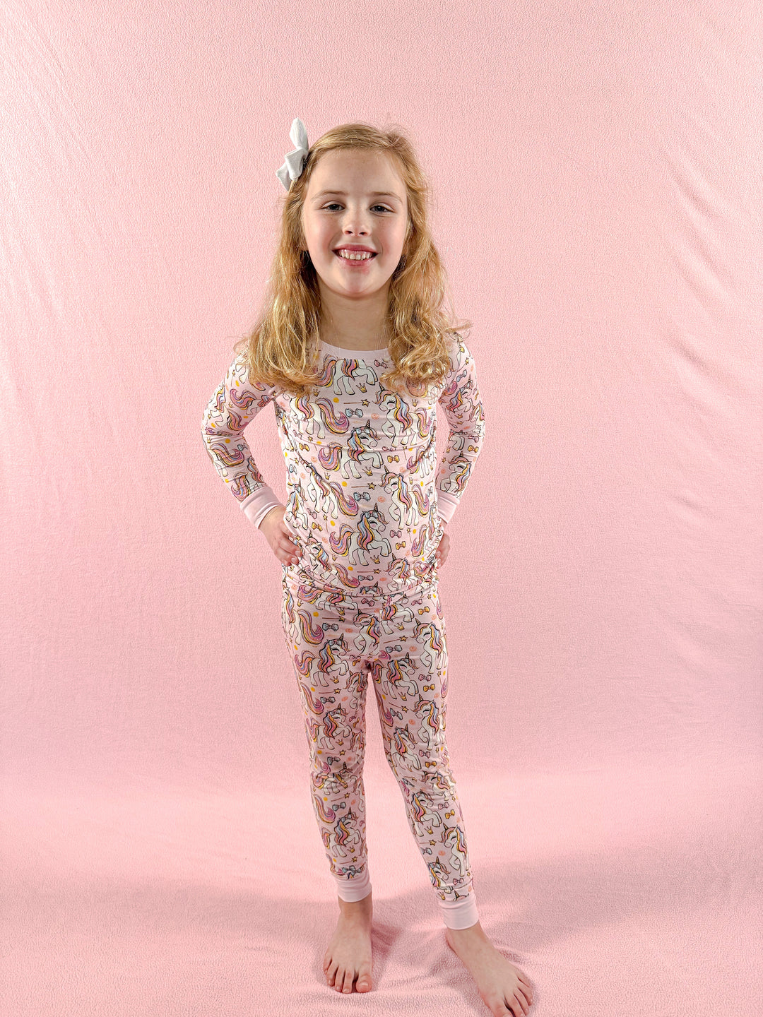 Pink Unicorn Two-Piece Bamboo Pajama Set