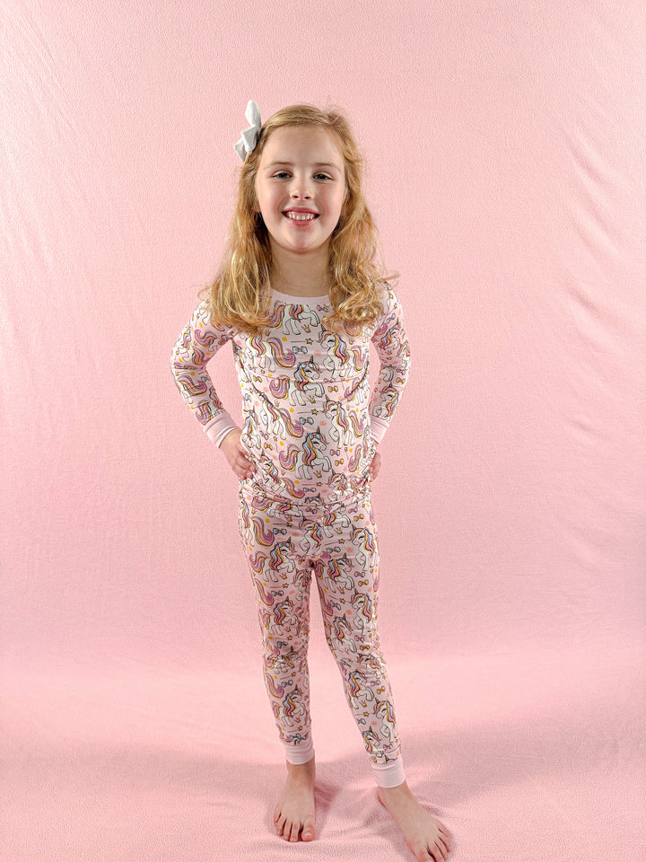 Pink Unicorn Two-Piece Bamboo Pajama Set