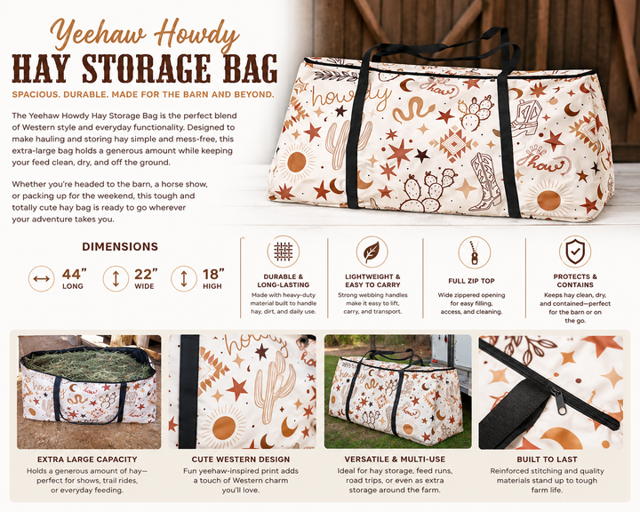 Yeehaw Howdy Hay Storage Bag Neon Spur