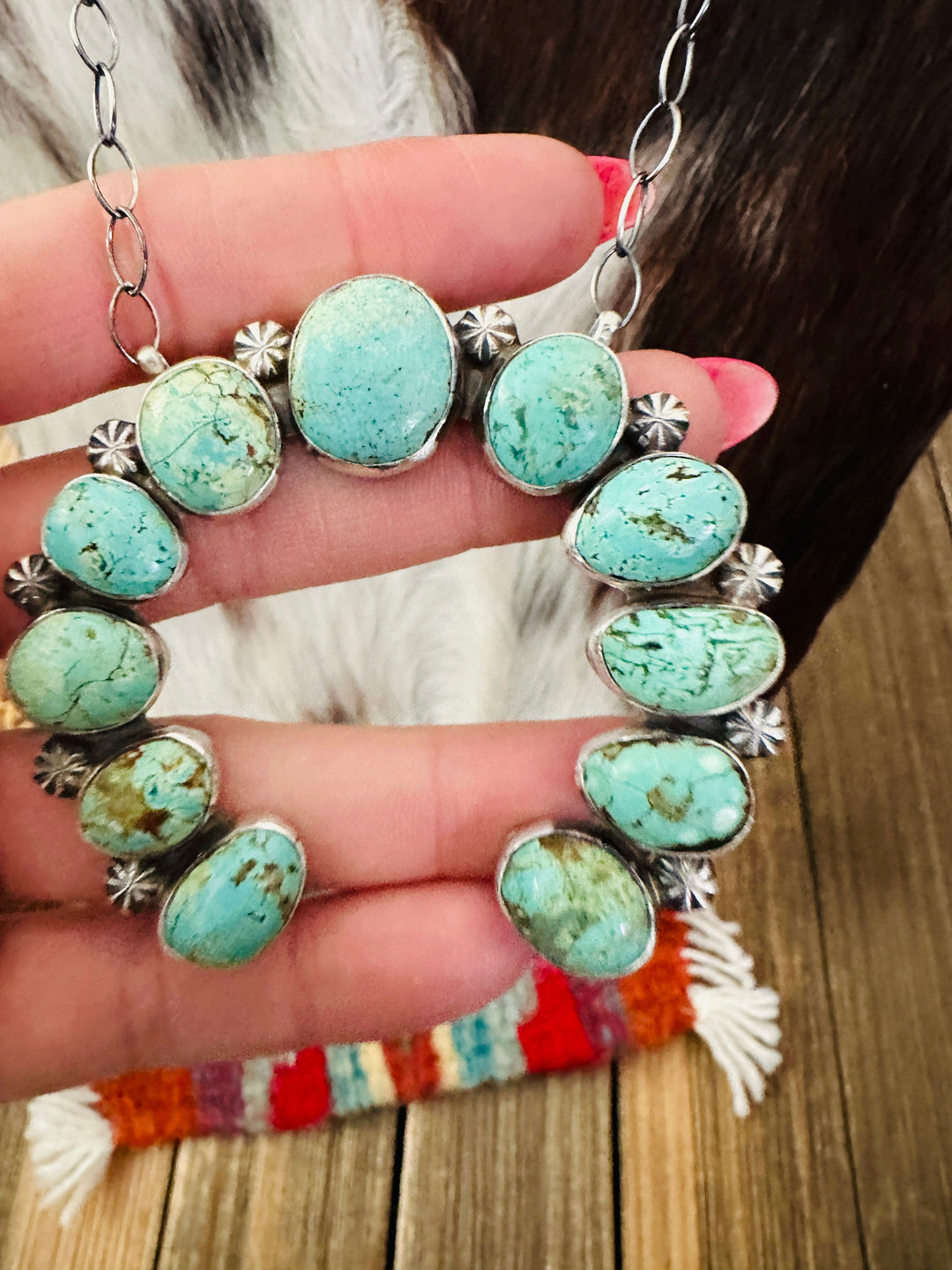 Handcrafted Sterling Silver & Turquoise Naja Necklace by Jameson Garcia