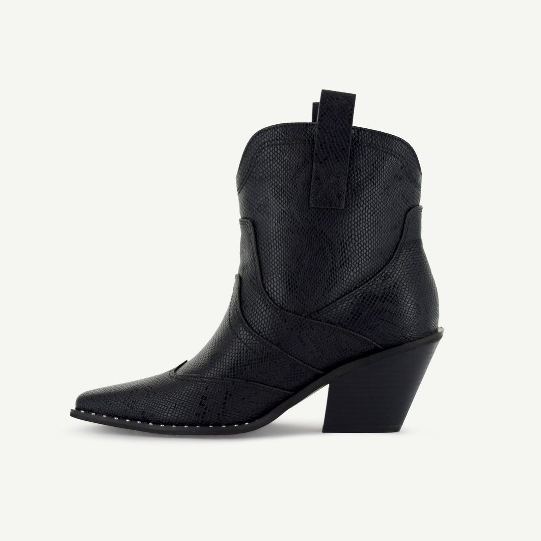 Isabel Western Bootie – Black Snake