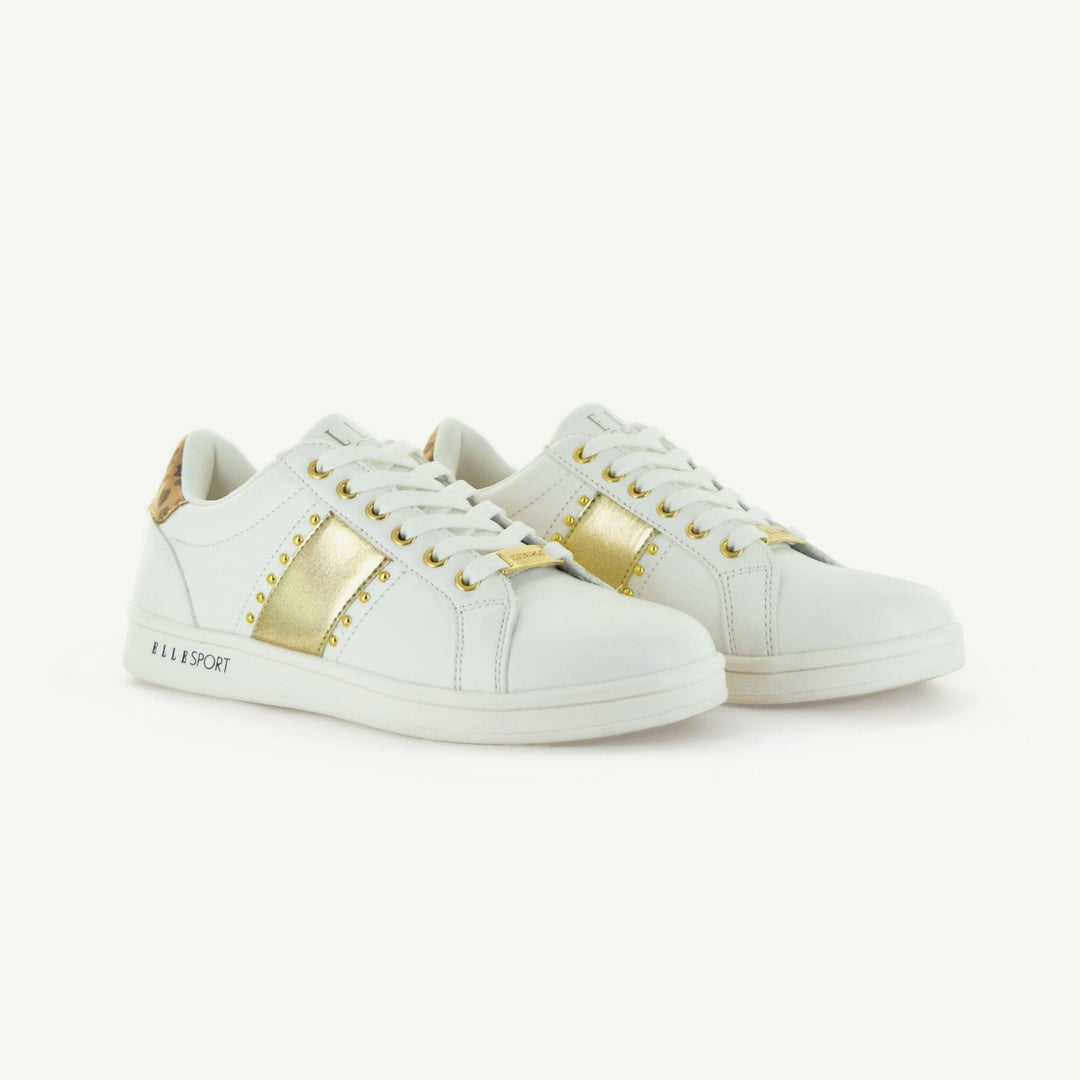 Eclair Court Shoe – White & Gold
