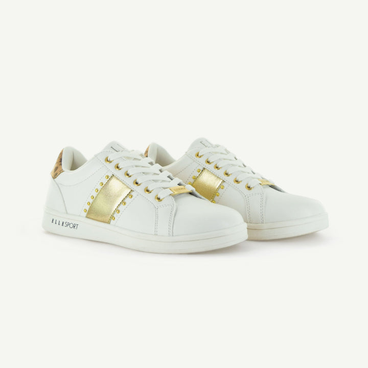 Eclair Court Shoe – White & Gold