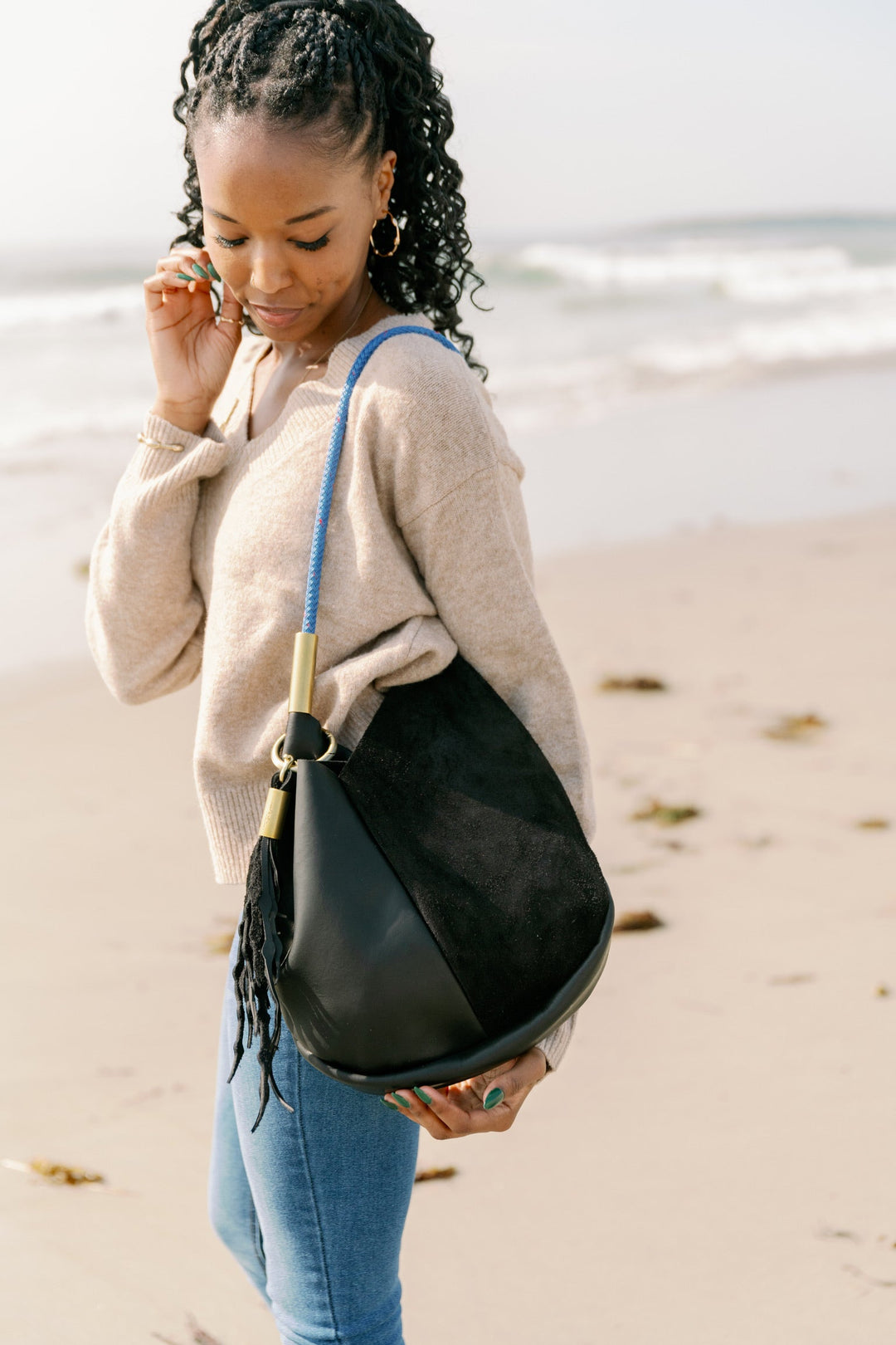 Mermaid Purse -Black Leather