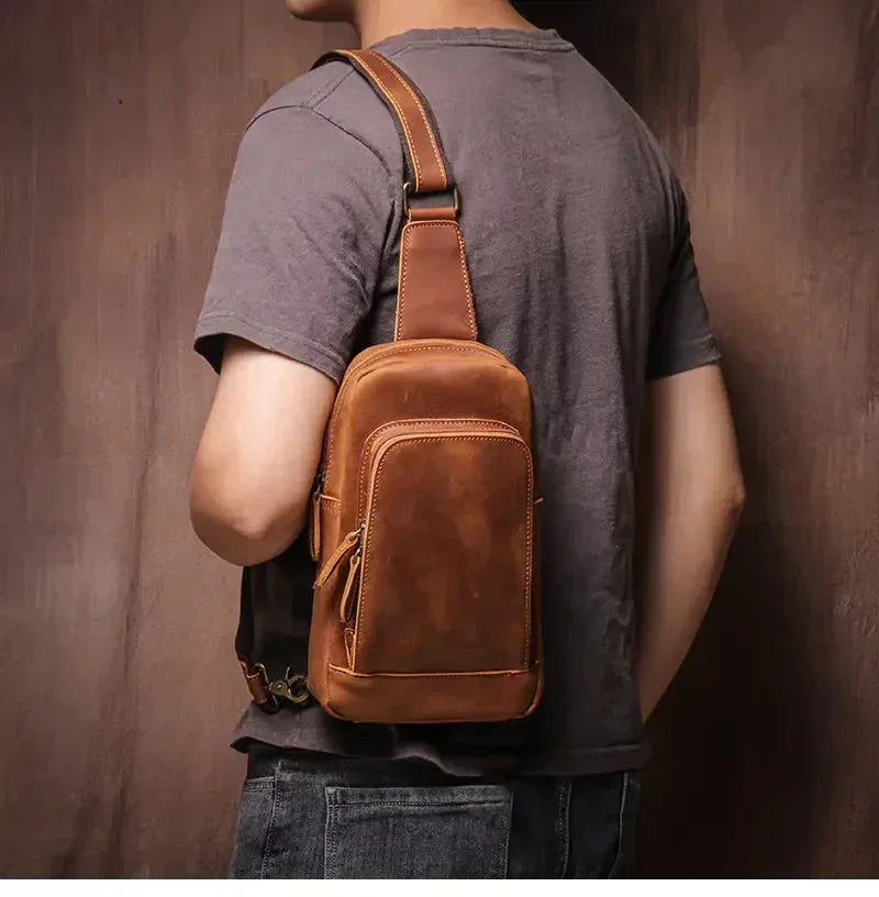 Erling Leather Sling Bag Crossbody Leather Pack STEEL HORSE LEATHER