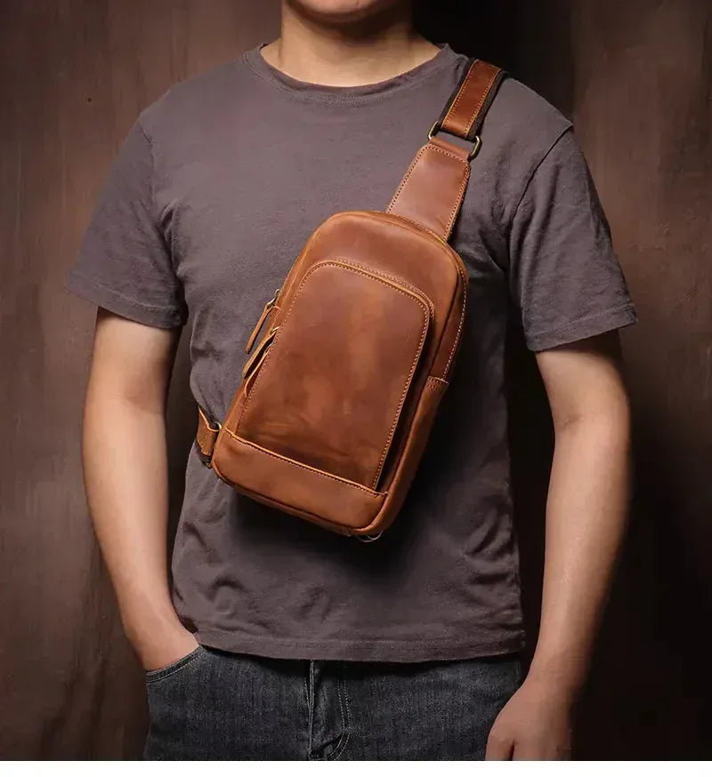 Erling Leather Sling Bag Crossbody Leather Pack STEEL HORSE LEATHER