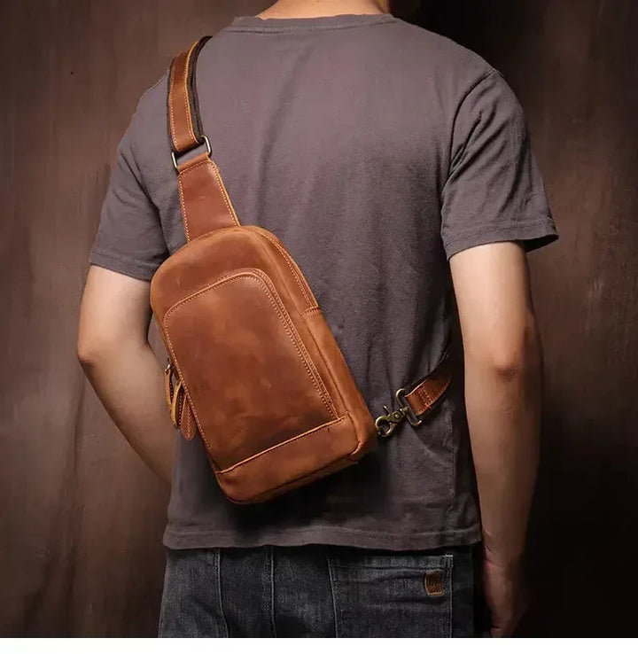 Erling Leather Sling Bag Crossbody Leather Pack STEEL HORSE LEATHER