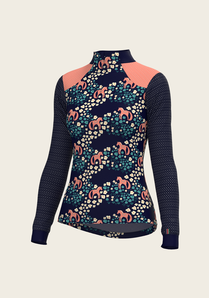 Cavallo Flowers Mesh Quarter Zip Sun Shirt