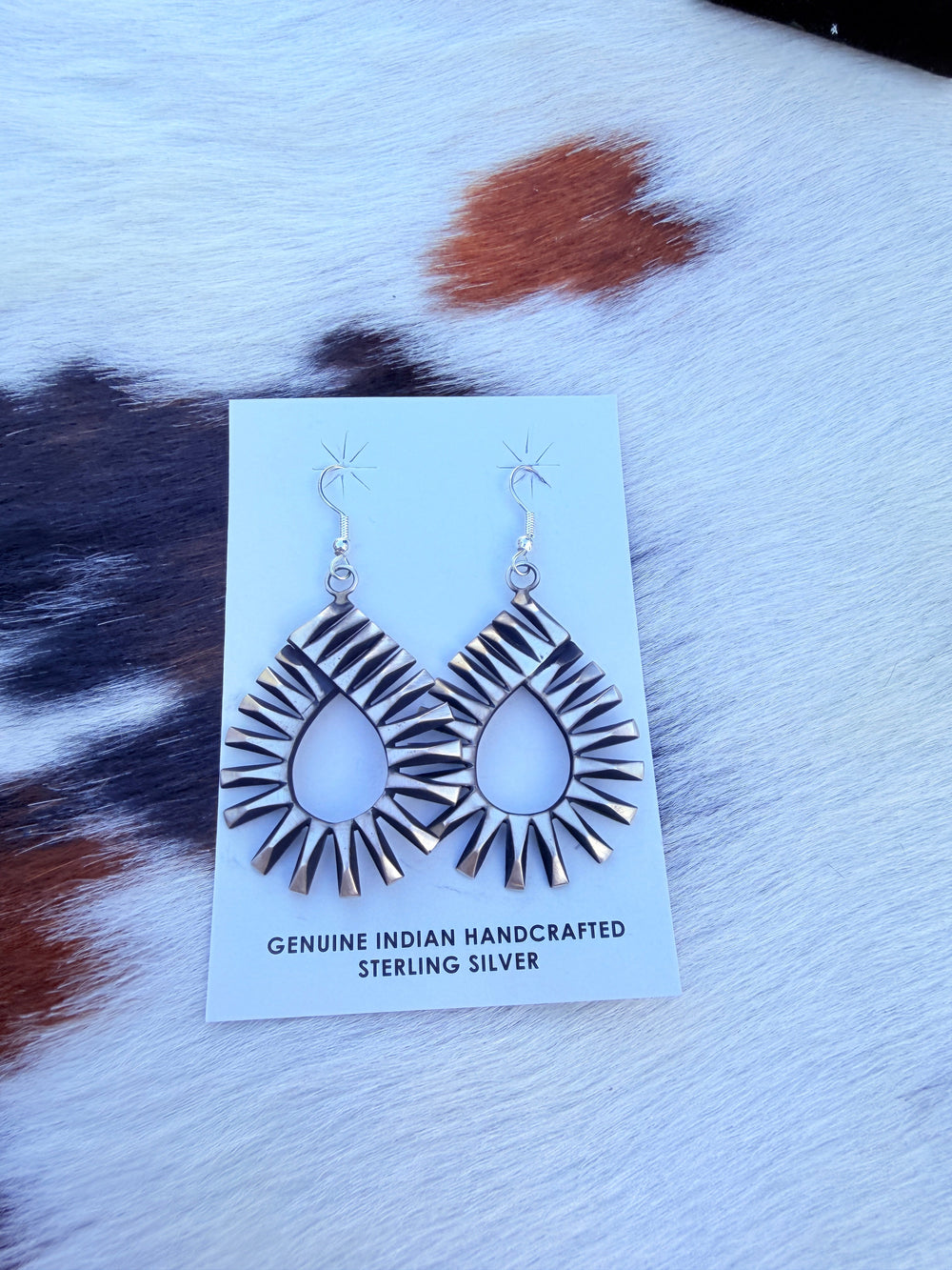 Handcrafted Beth Dutton Collection Sterling Silver Dangle Earrings Nizhoni Traders LLC