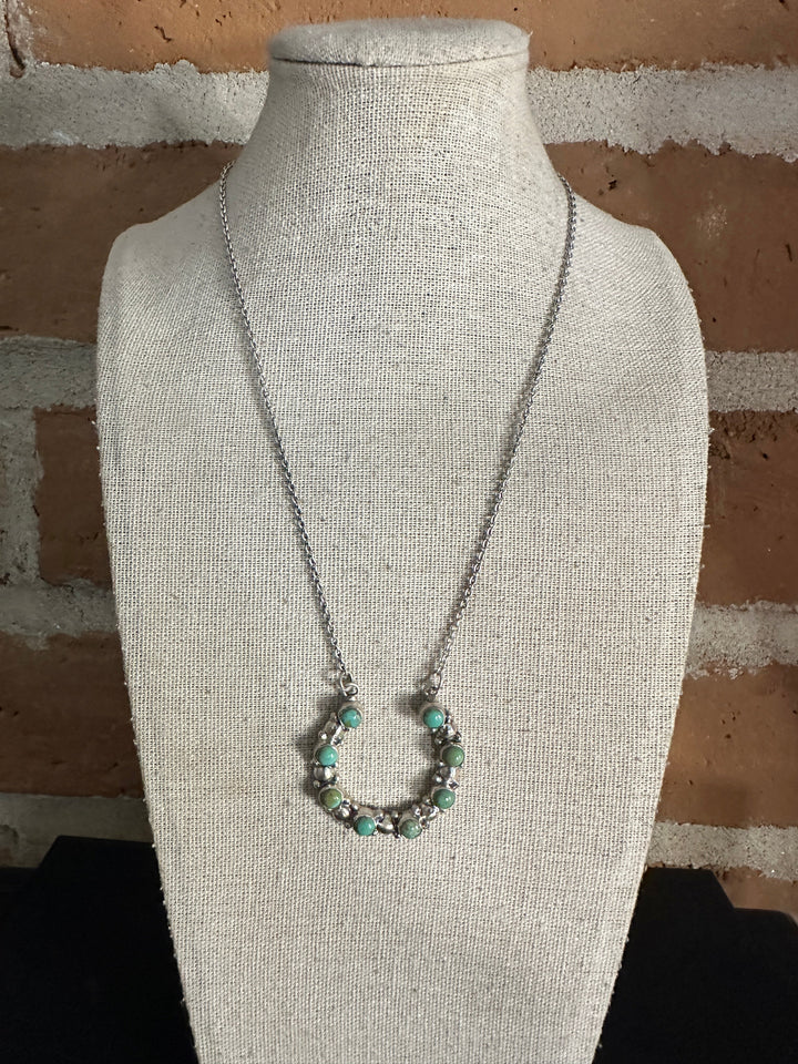 Handmade Turquoise & Sterling Silver Horseshoe Necklace