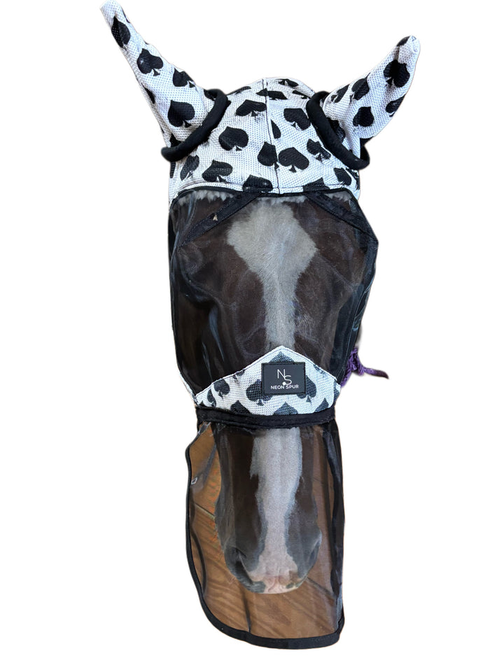 Smokin Spades Fly Mask w/ Ears & Nose Cover