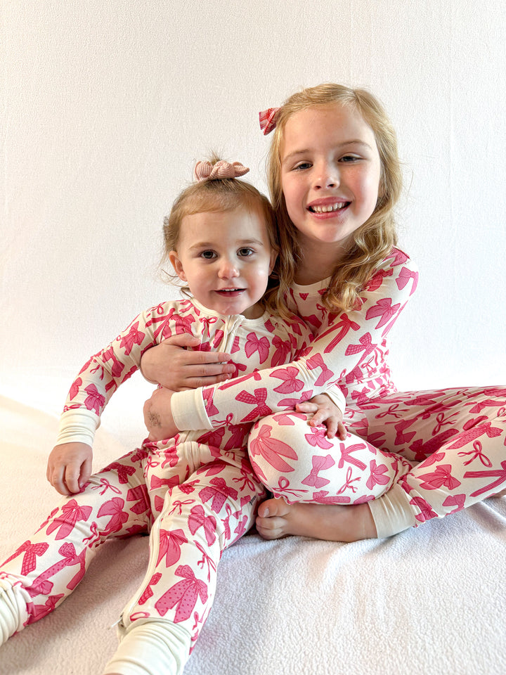 Hot Pink Bow Two-Piece Pajama Set