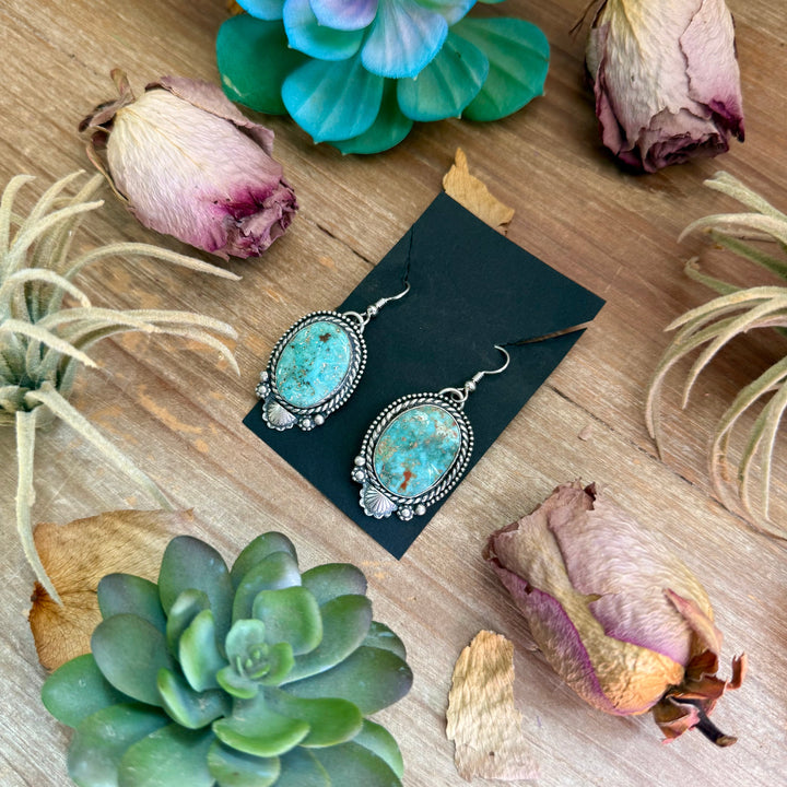 Sterling Silver Cripple Creek Turquoise Dangle Earrings by Shay Pfeiffer