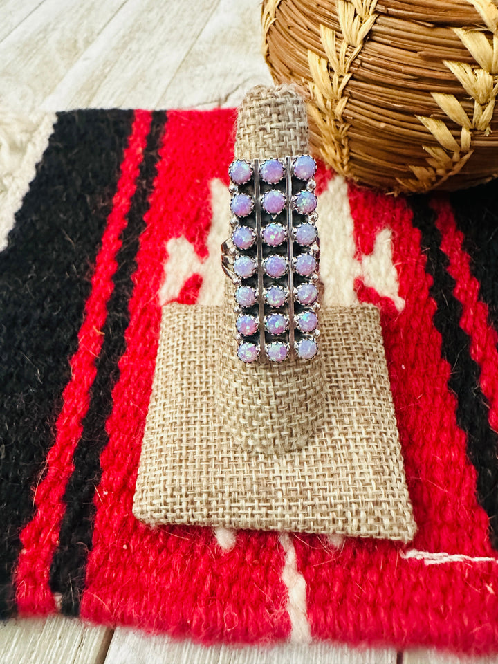 Handcrafted Purple Opal & Sterling Silver Cluster Ring