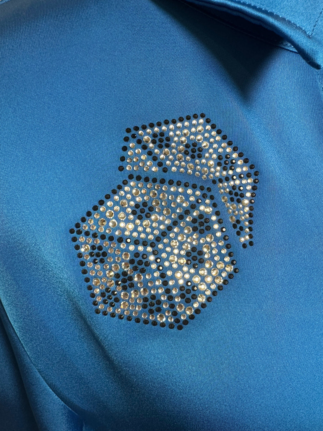 High Roller Rhinestone Matte Satin Button Up Rodeo Shirt Neon Spur