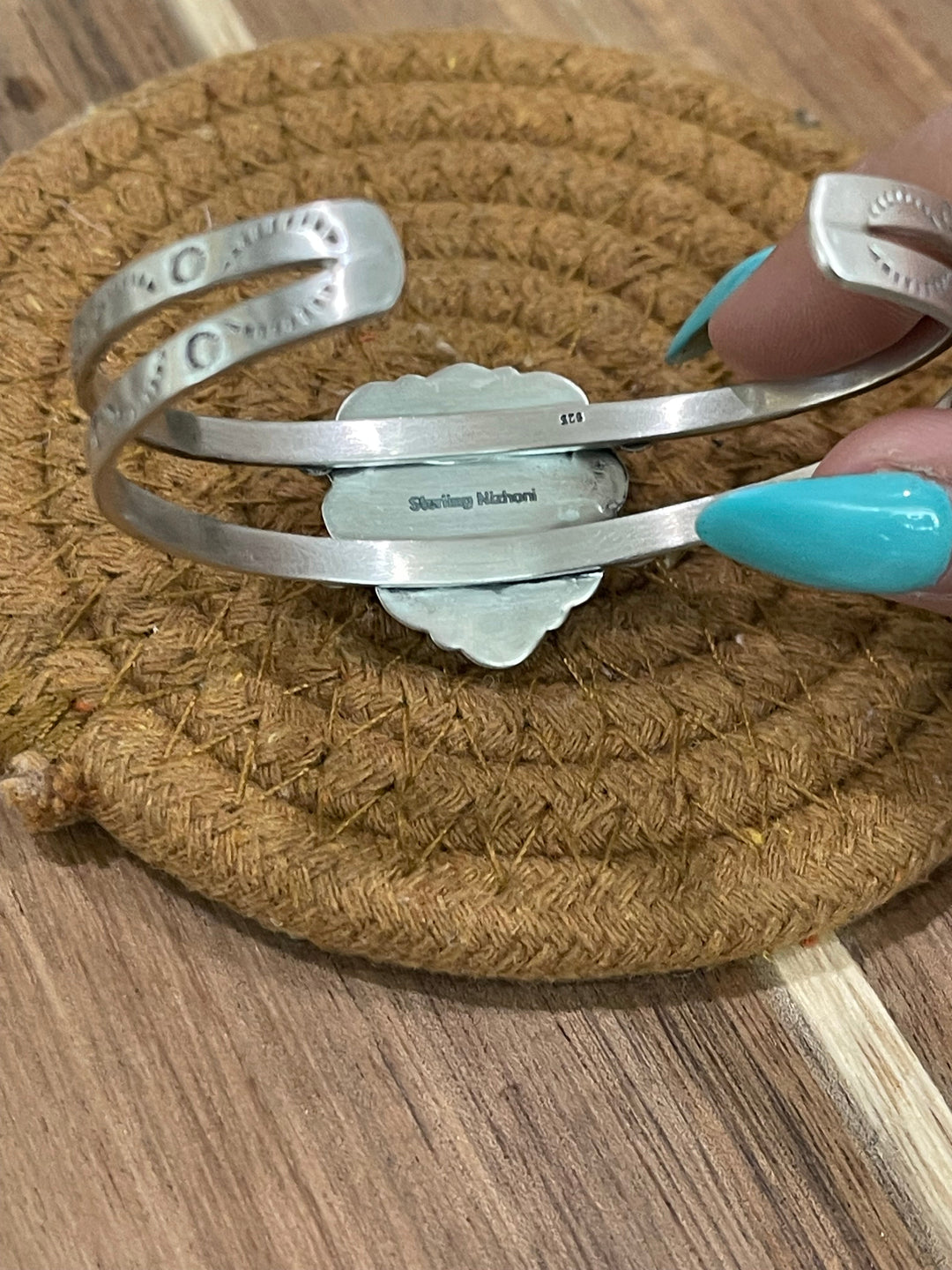 Handmade Sterling Silver & Cotton Candy Heart Cuff Bracelet