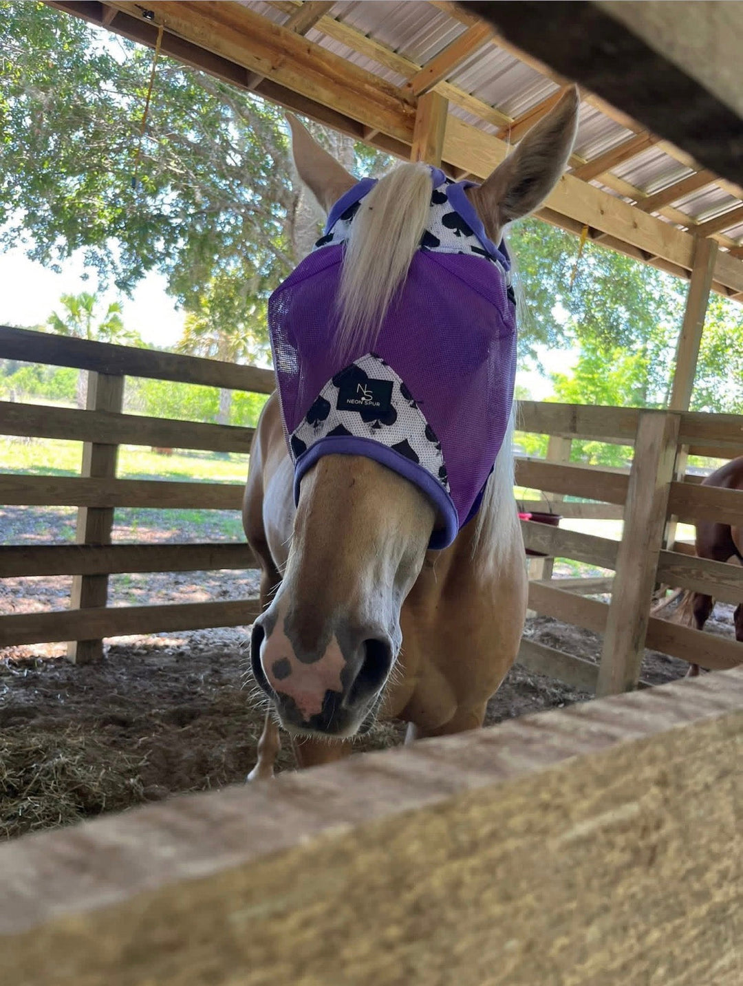 Smokin Spades Fly Mask -Purple Mesh Neon Spur