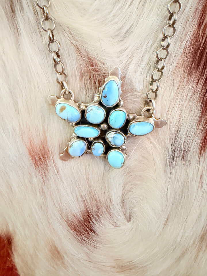Handcrafted Golden Hills Turquoise & Sterling Silver Star Necklace by Emer Thompson Nizhoni Traders LLC
