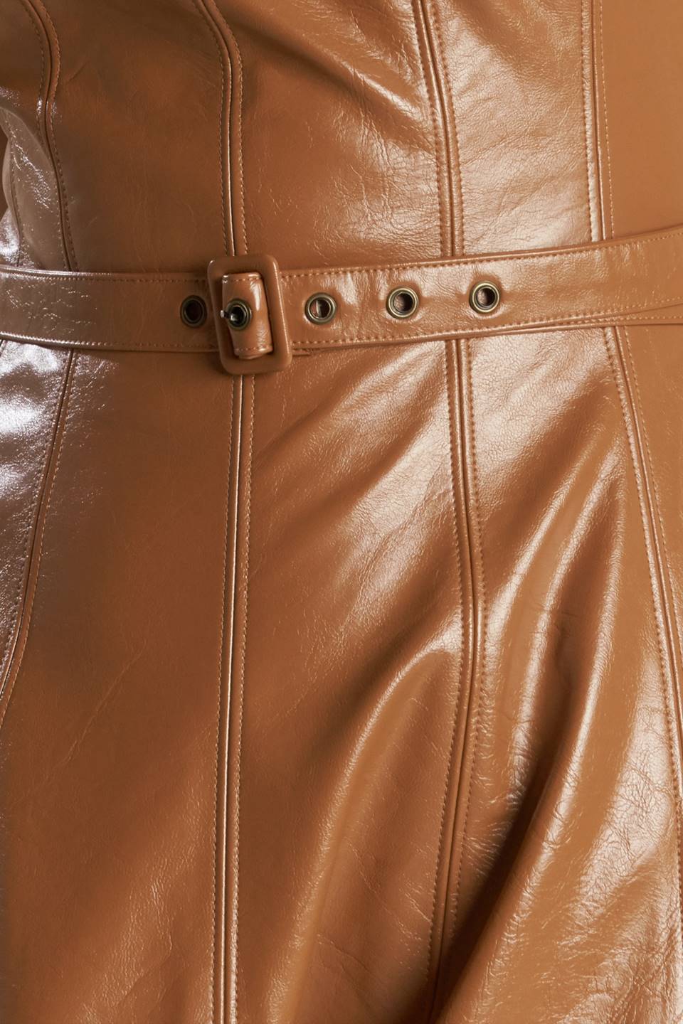 Lunar Symphony Faux Leather Midi Dress