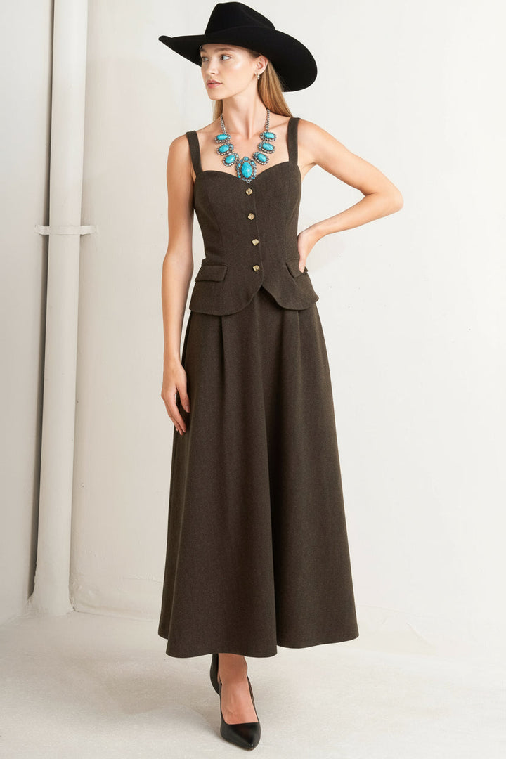 Heritage Tailor Woven  Midi Dress Flying Tomato