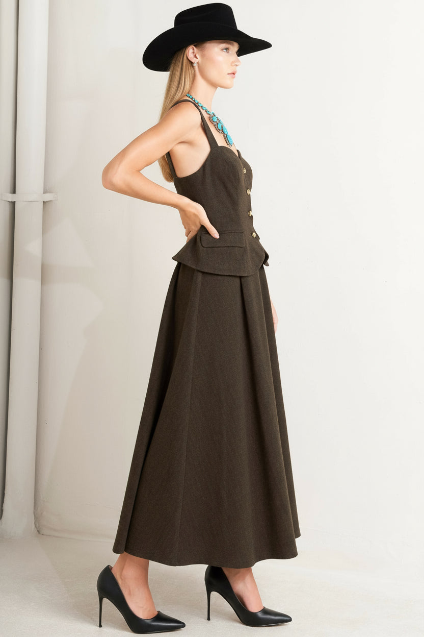Heritage Tailor Woven  Midi Dress Flying Tomato