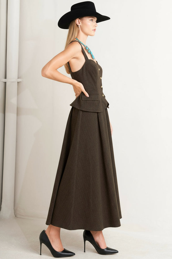 Heritage Tailor Woven  Midi Dress Flying Tomato
