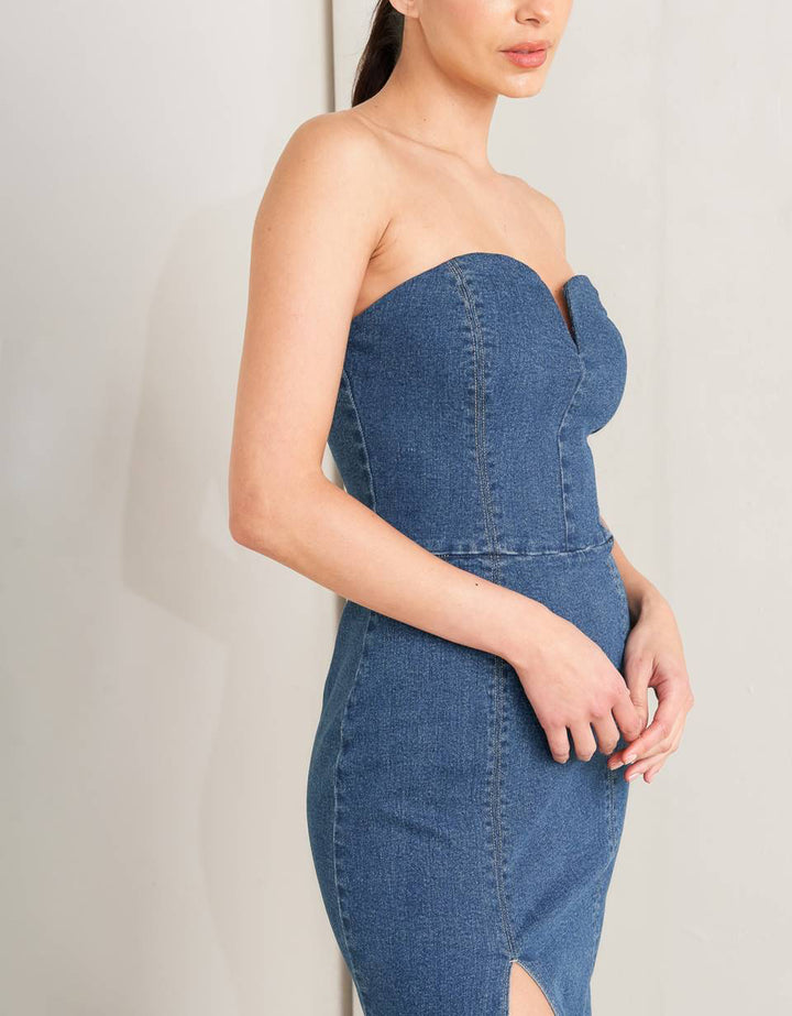 Raw Echo Denim Midi Dress