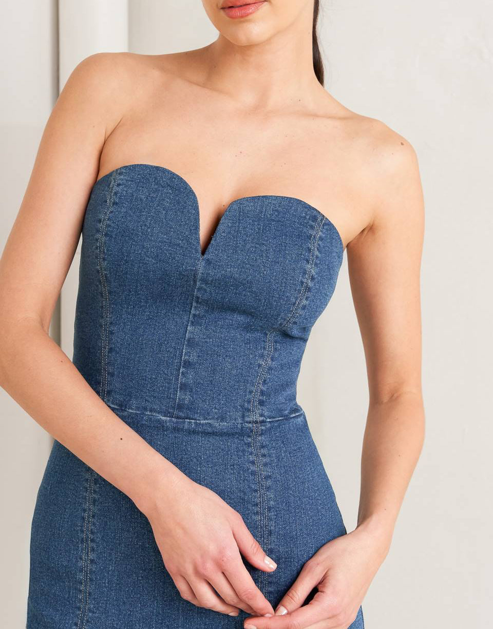 Raw Echo Denim Midi Dress