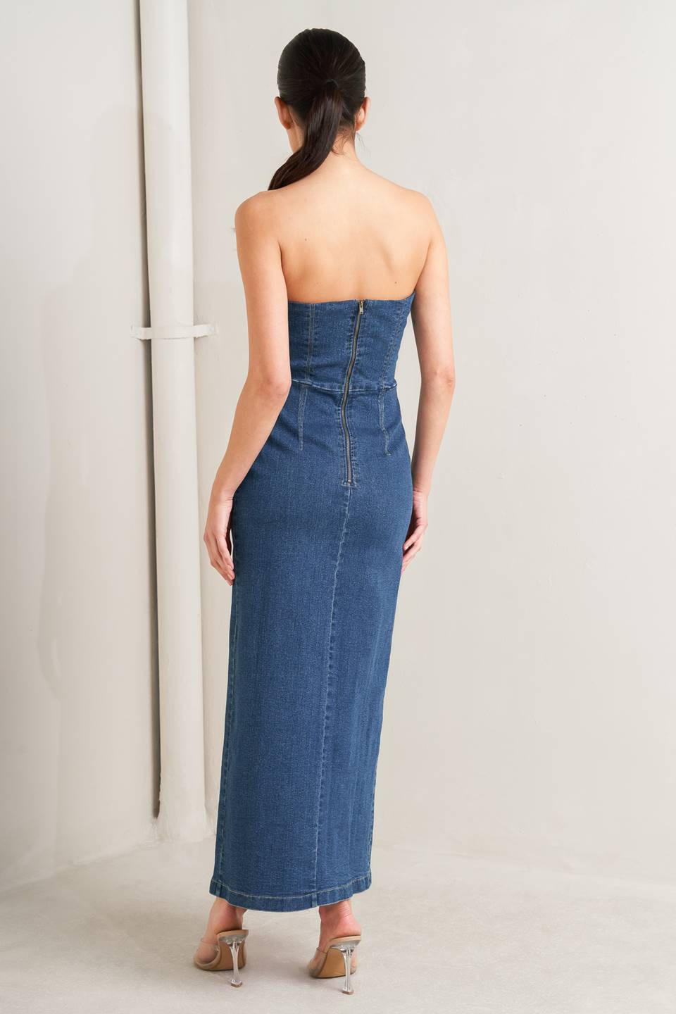 Raw Echo Denim Midi Dress