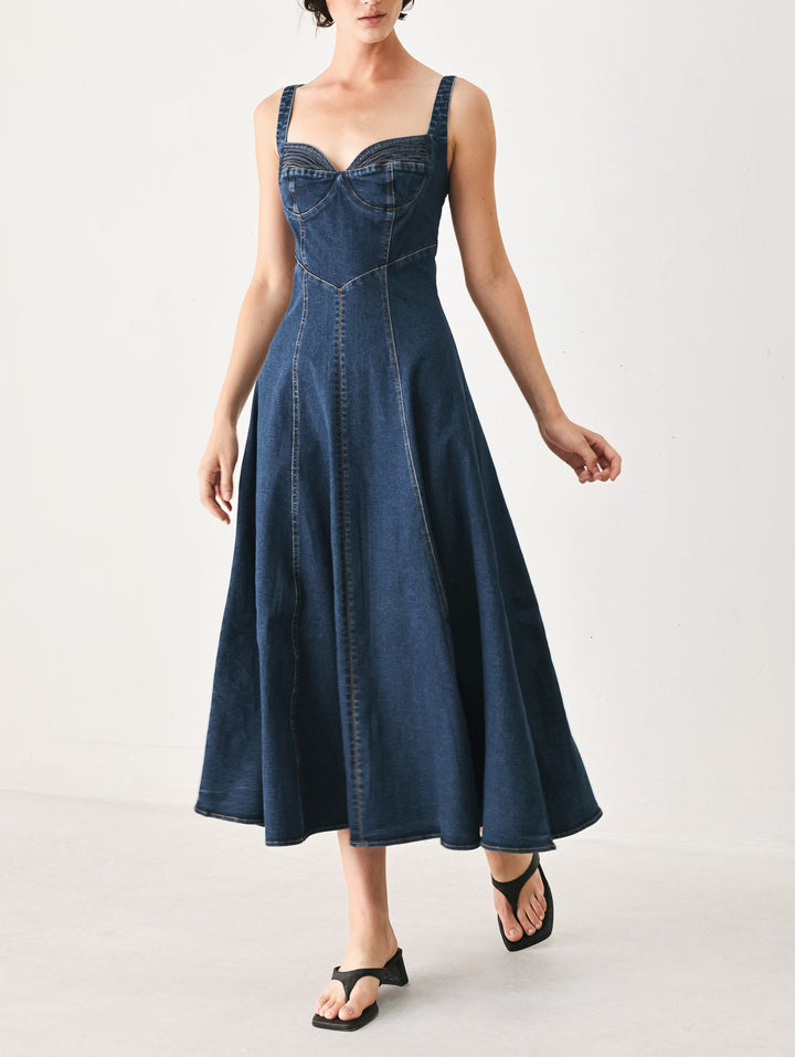 WESTERN CHARM DENIM MIDI DRESS Flying Tomato