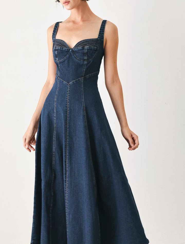 WESTERN CHARM DENIM MIDI DRESS Flying Tomato